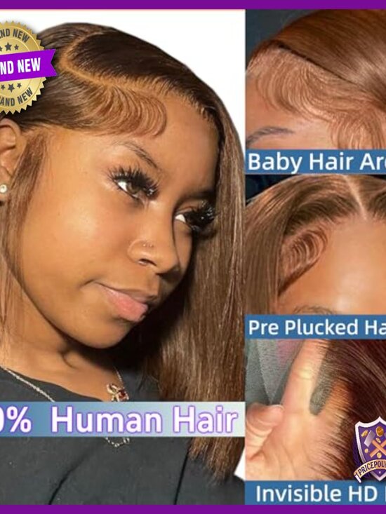13x6 HD Lace Front Human Hair Bob Wig 16 Inch Pre-Plucked 150% Density main image 4